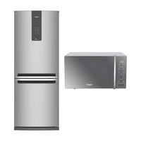 Combo Nevera Congelador Inferior No Frost 450 Lt y Microondas 20lt Silver