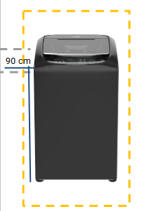 La altura recomendada para la manguera de drenaje es de 90 cm
